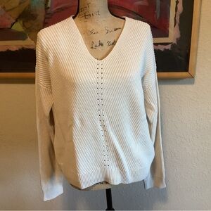 1. State Ivory V-Neck Sweater